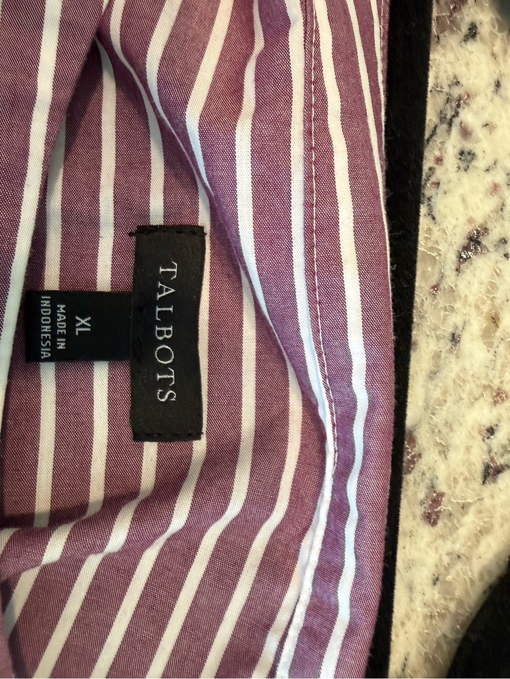 Talbots Mauve and White Striped Button-Trim Long Sleeve Tee - Picture 3 of 3